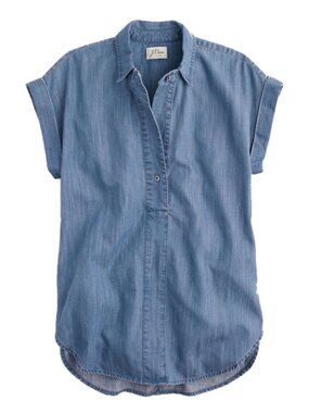 J. Crew Chambray Popover Top, Size 4